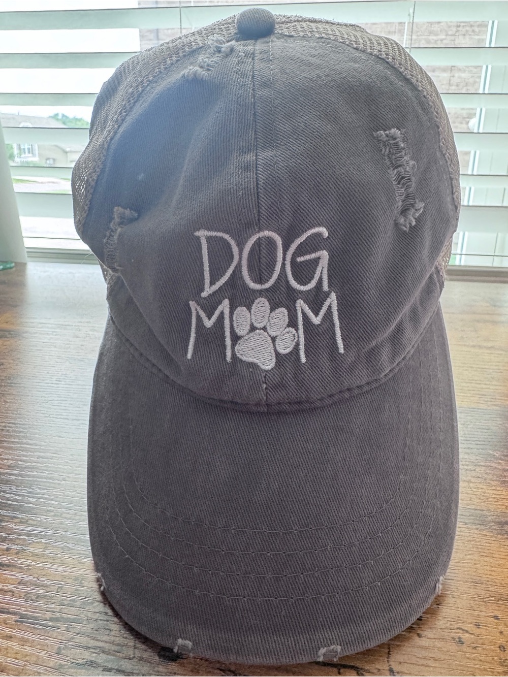 Dog Mom Distressed Trucker Cap - Gray